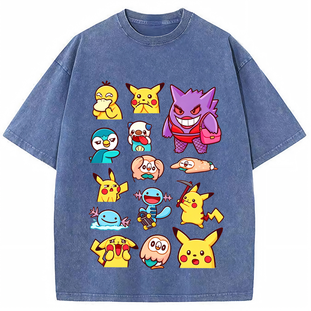 Funny Expression Pikachu & Friends Cartoon Tee | Pokemon Anime