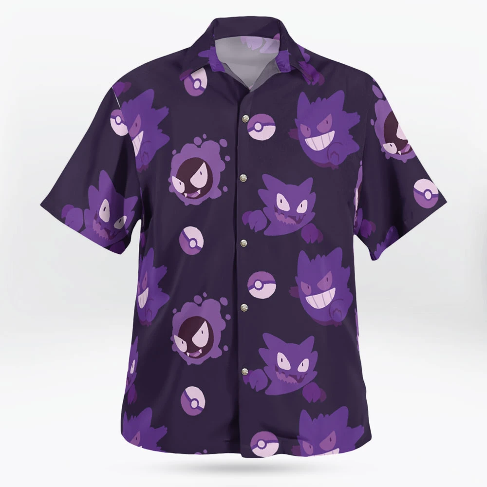 Gengar Pokemon Pattern Hawaiian Shirt