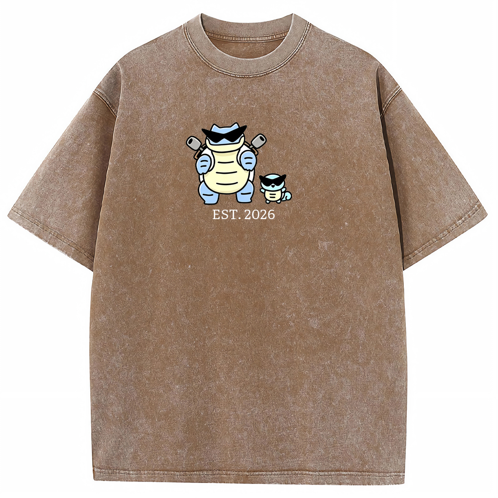 Cute Parent & Kid Blastoise Vintage Washed T-Shirt