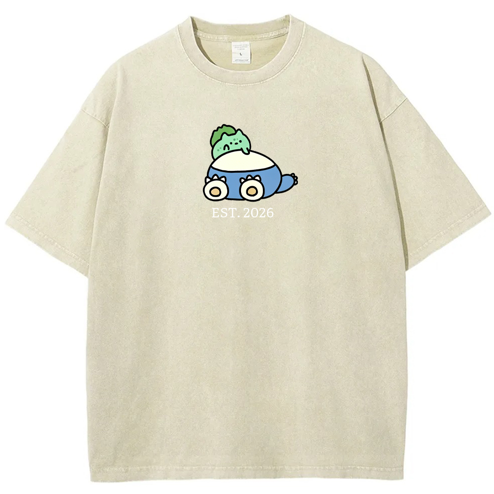 Cute Parent & Kid Bulbasaur Vintage Washed T-Shirt