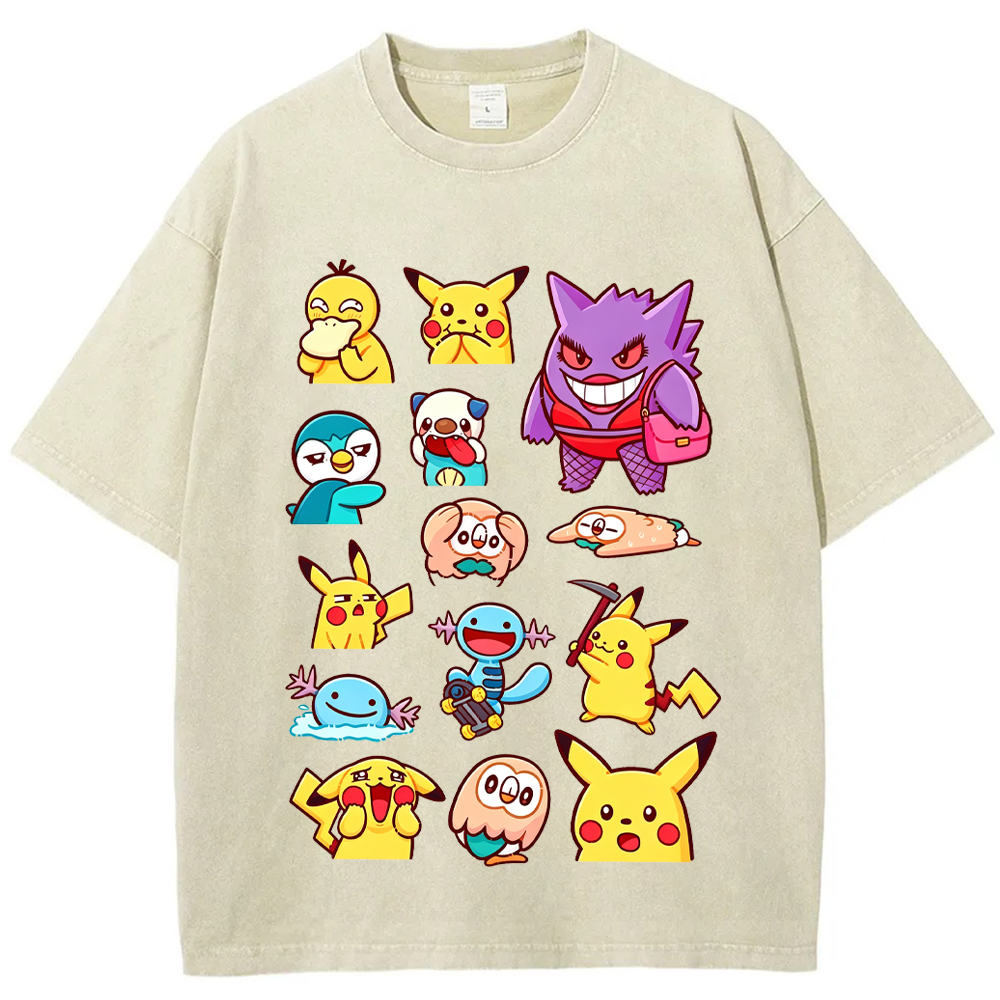 Funny Expression Pikachu & Friends Cartoon Tee | Pokemon Anime