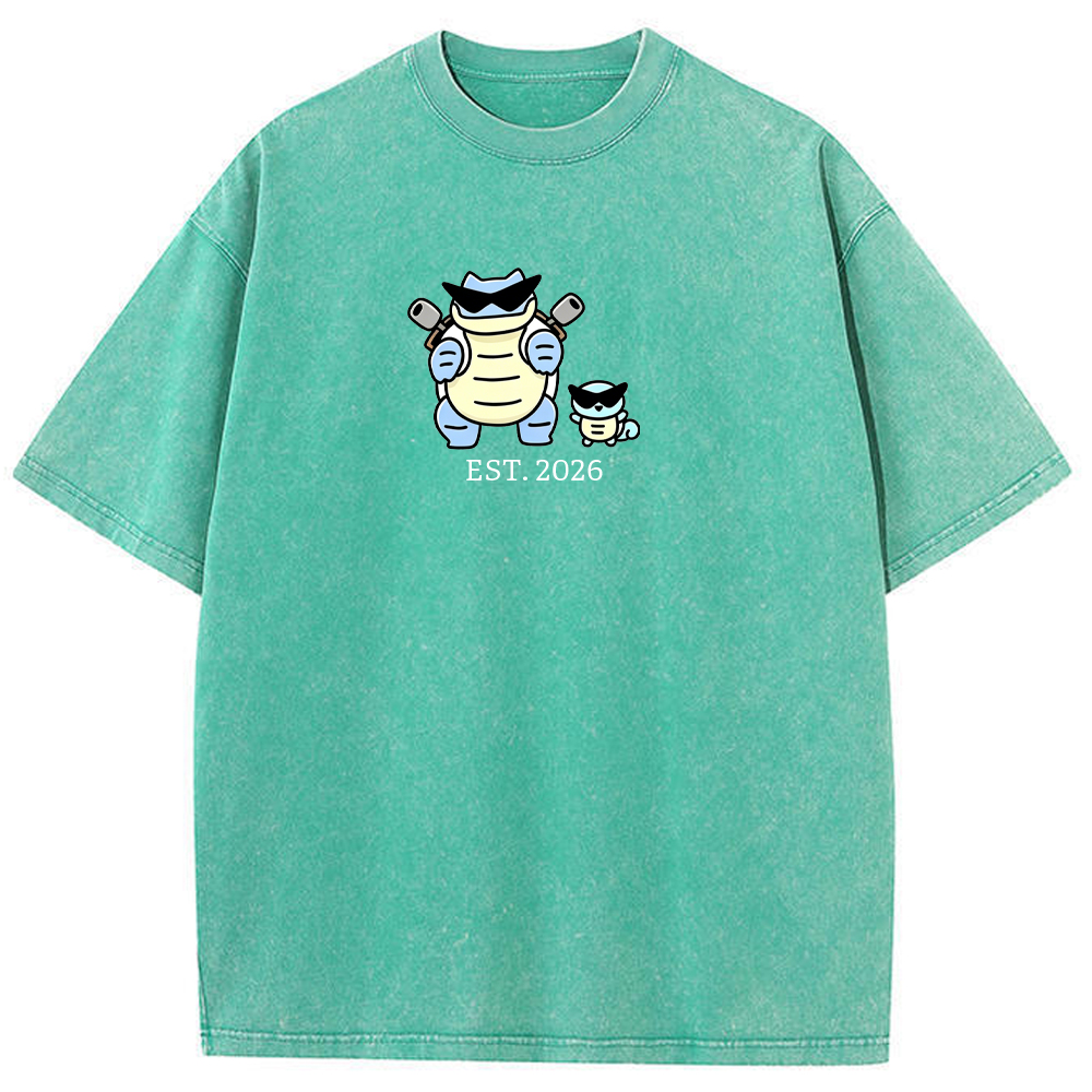 Cute Parent & Kid Blastoise Vintage Washed T-Shirt