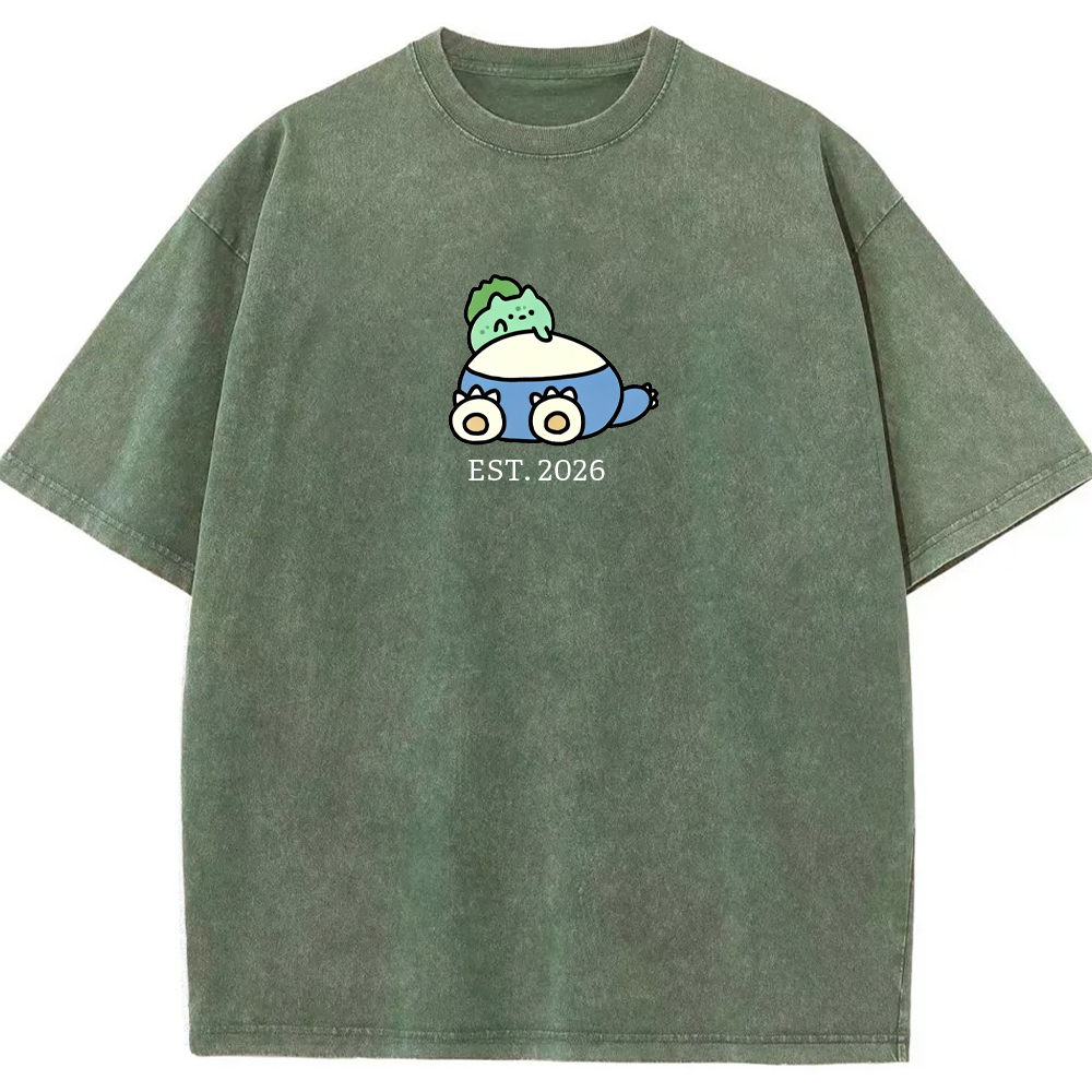 Cute Parent & Kid Bulbasaur Vintage Washed T-Shirt