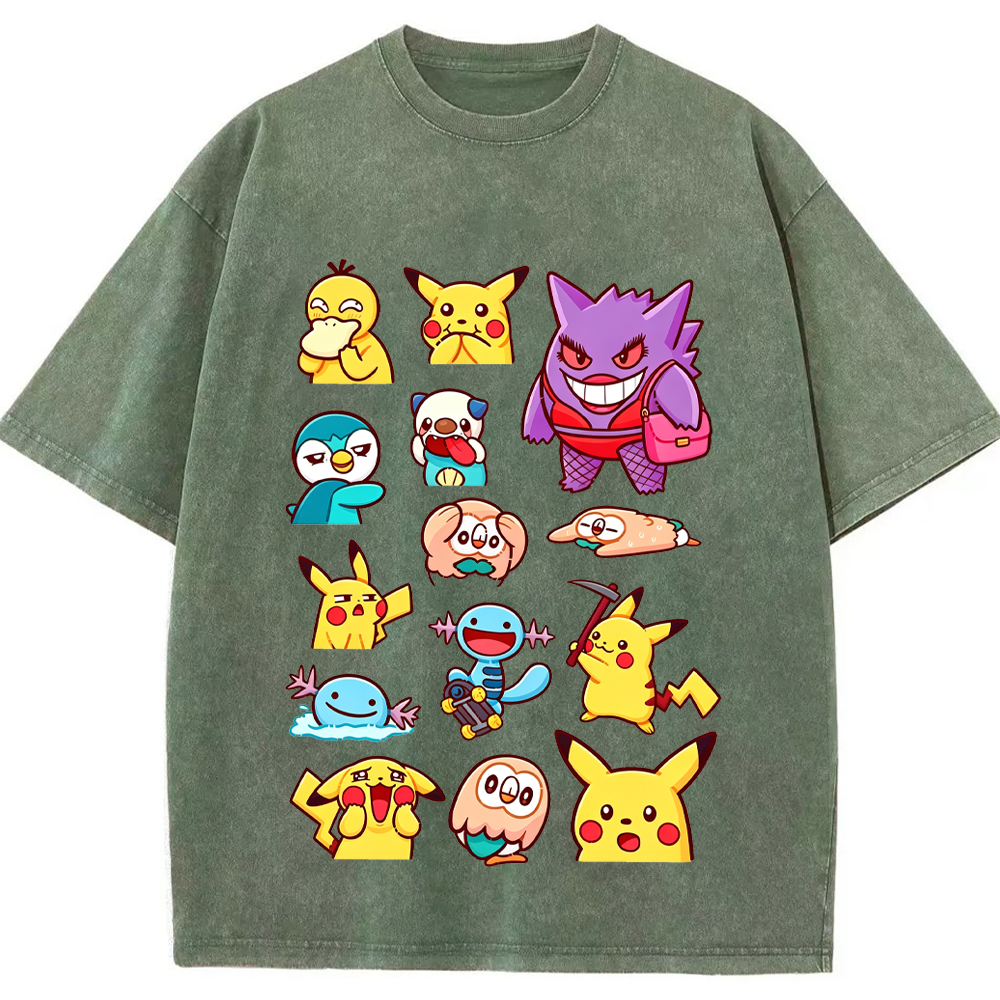 Funny Expression Pikachu & Friends Cartoon Tee | Pokemon Anime