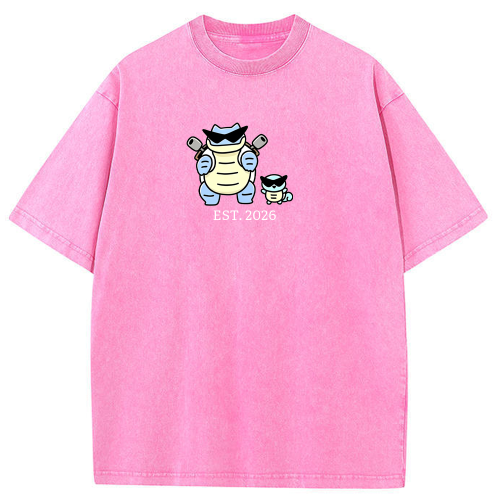 Cute Parent & Kid Blastoise Vintage Washed T-Shirt