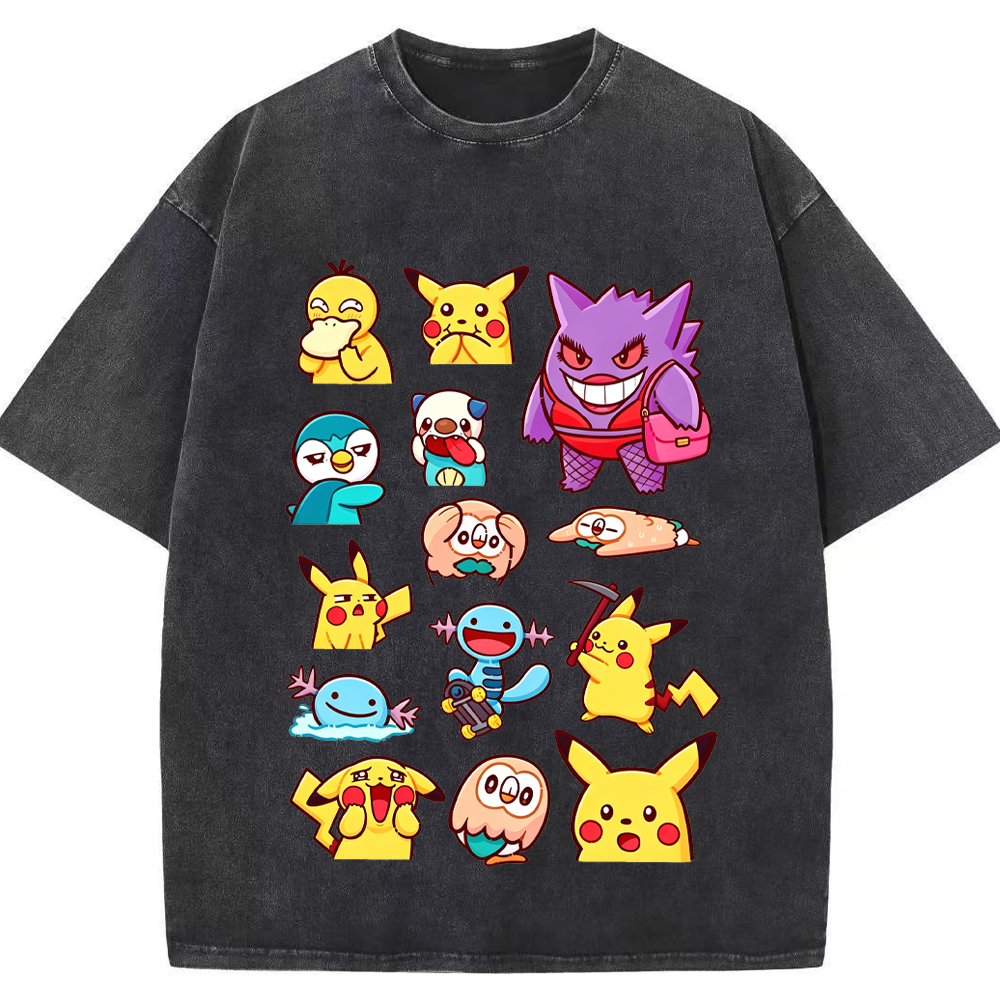 Funny Expression Pikachu & Friends Cartoon Tee | Pokemon Anime