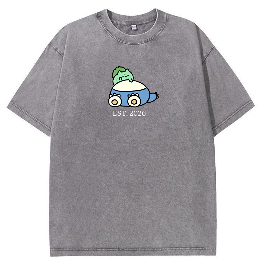 Cute Parent & Kid Bulbasaur Vintage Washed T-Shirt