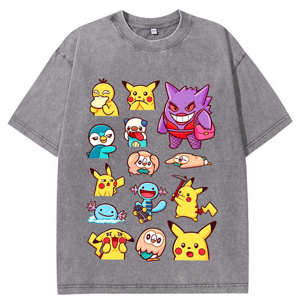 Funny Expression Pikachu & Friends Cartoon Tee | Pokemon Anime
