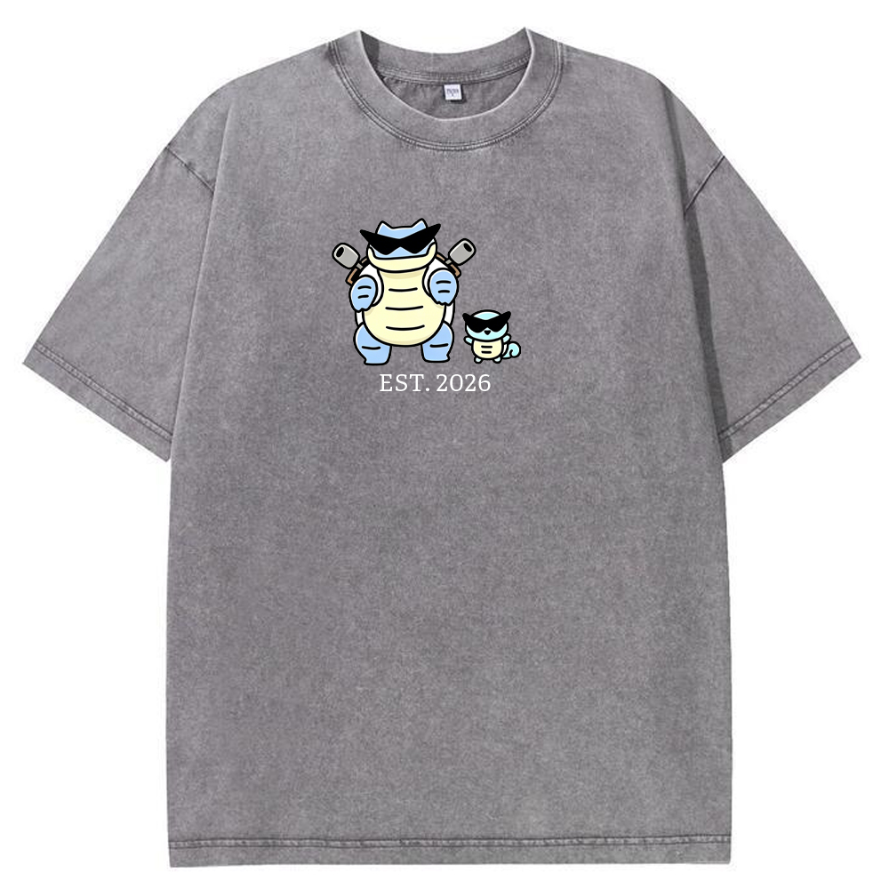 Cute Parent & Kid Blastoise Vintage Washed T-Shirt