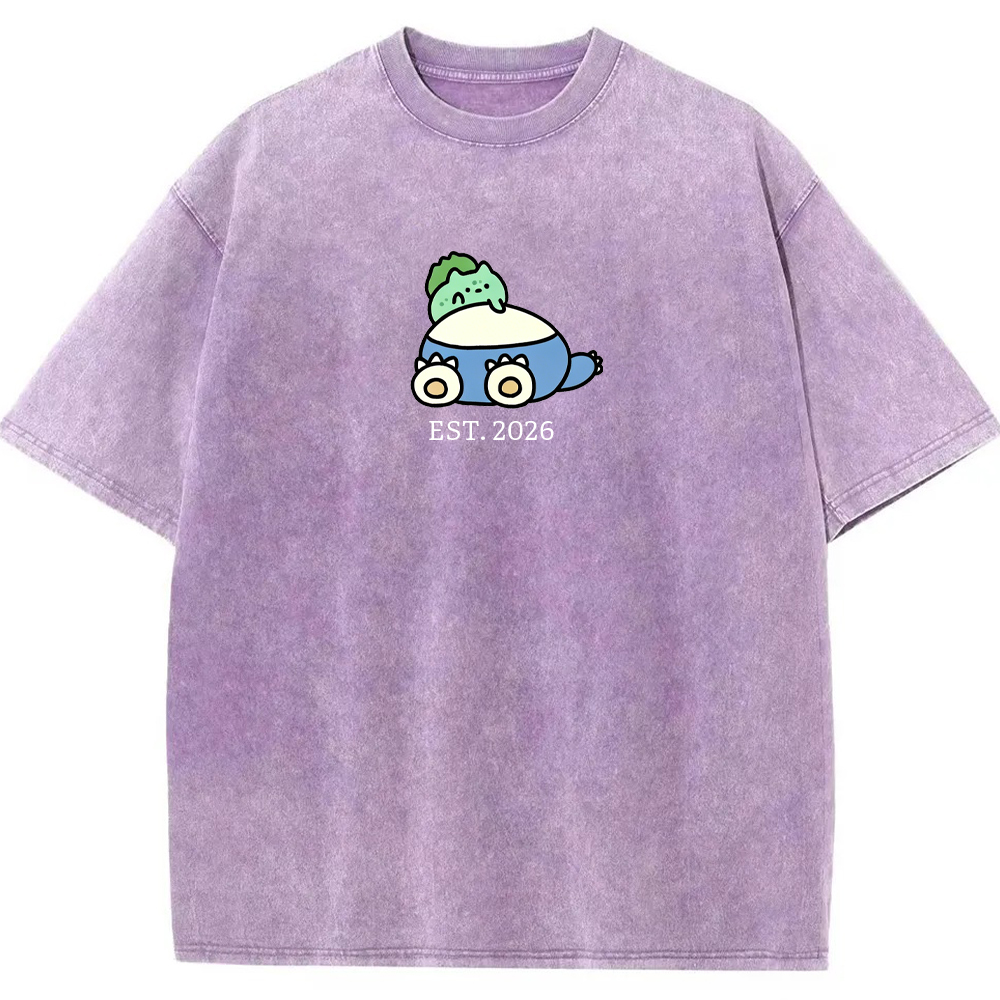 Cute Parent & Kid Bulbasaur Vintage Washed T-Shirt