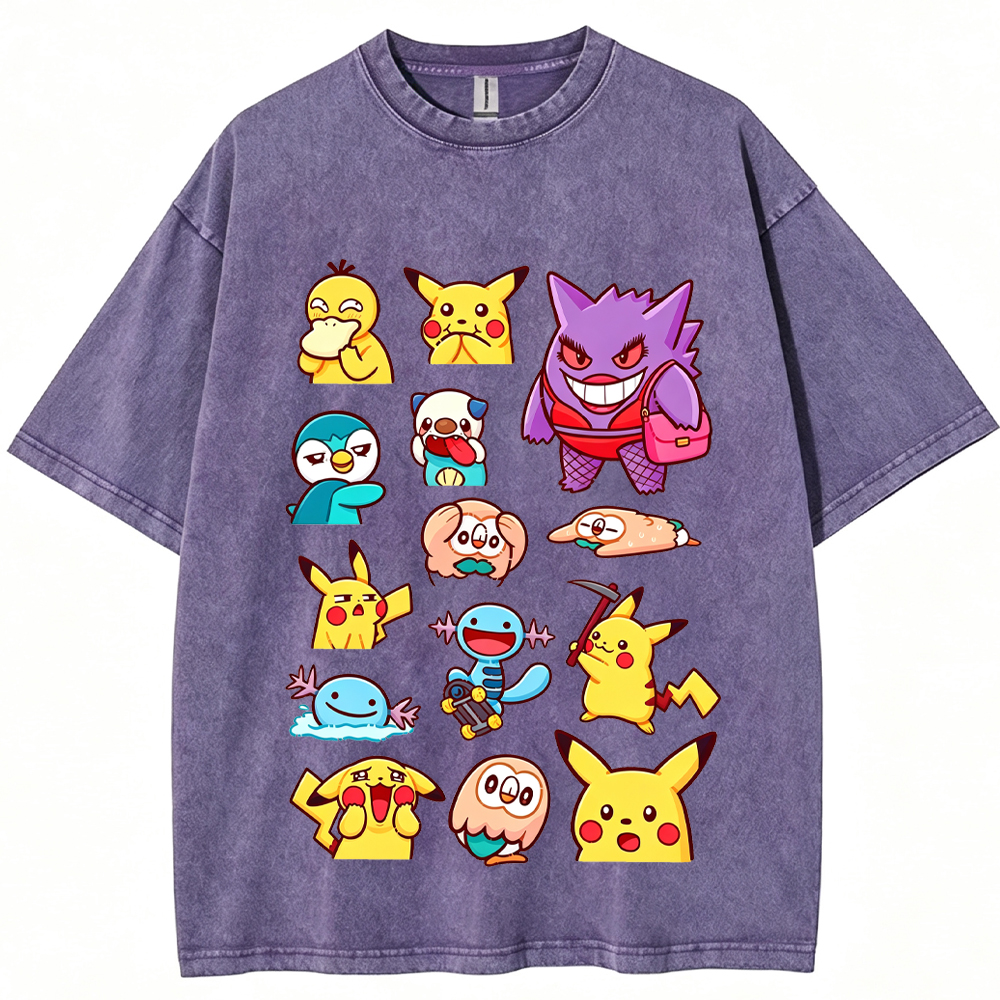 Funny Expression Pikachu & Friends Cartoon Tee | Pokemon Anime