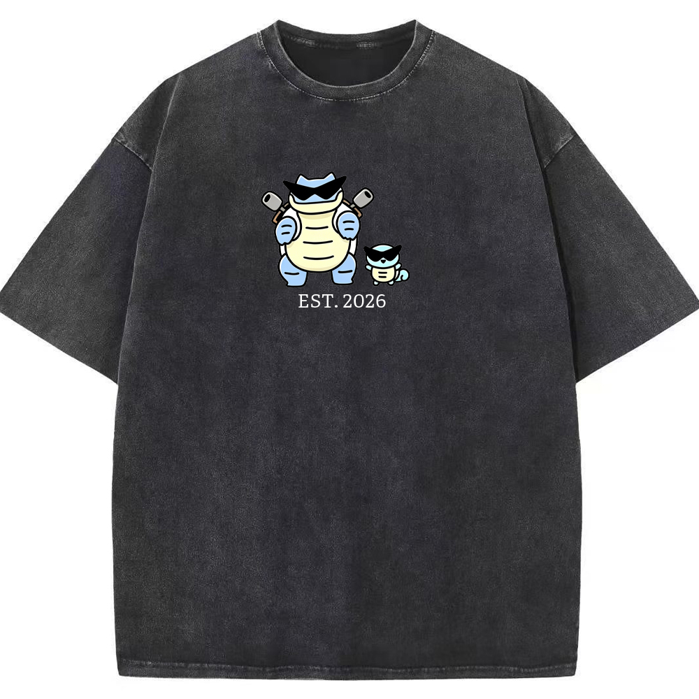 Cute Parent & Kid Blastoise Vintage Washed T-Shirt