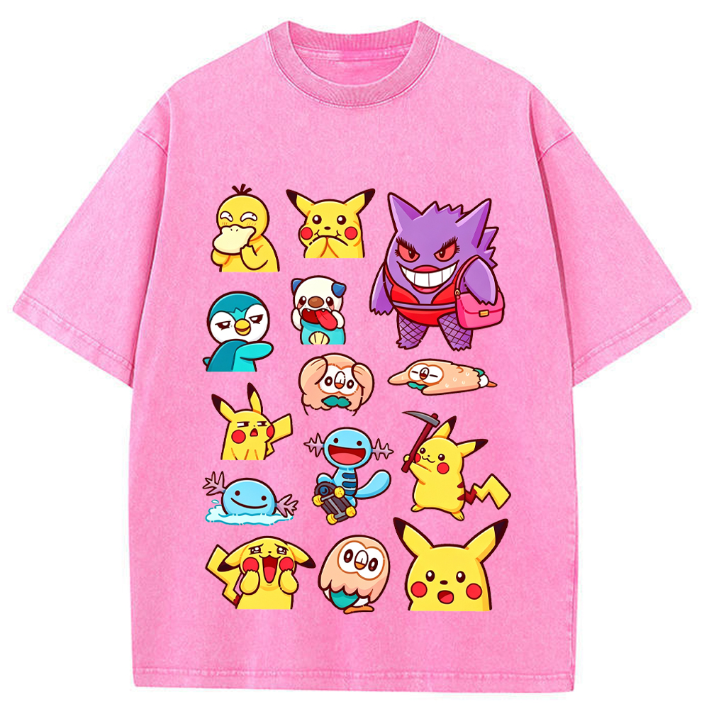 Funny Expression Pikachu & Friends Cartoon Tee | Pokemon Anime