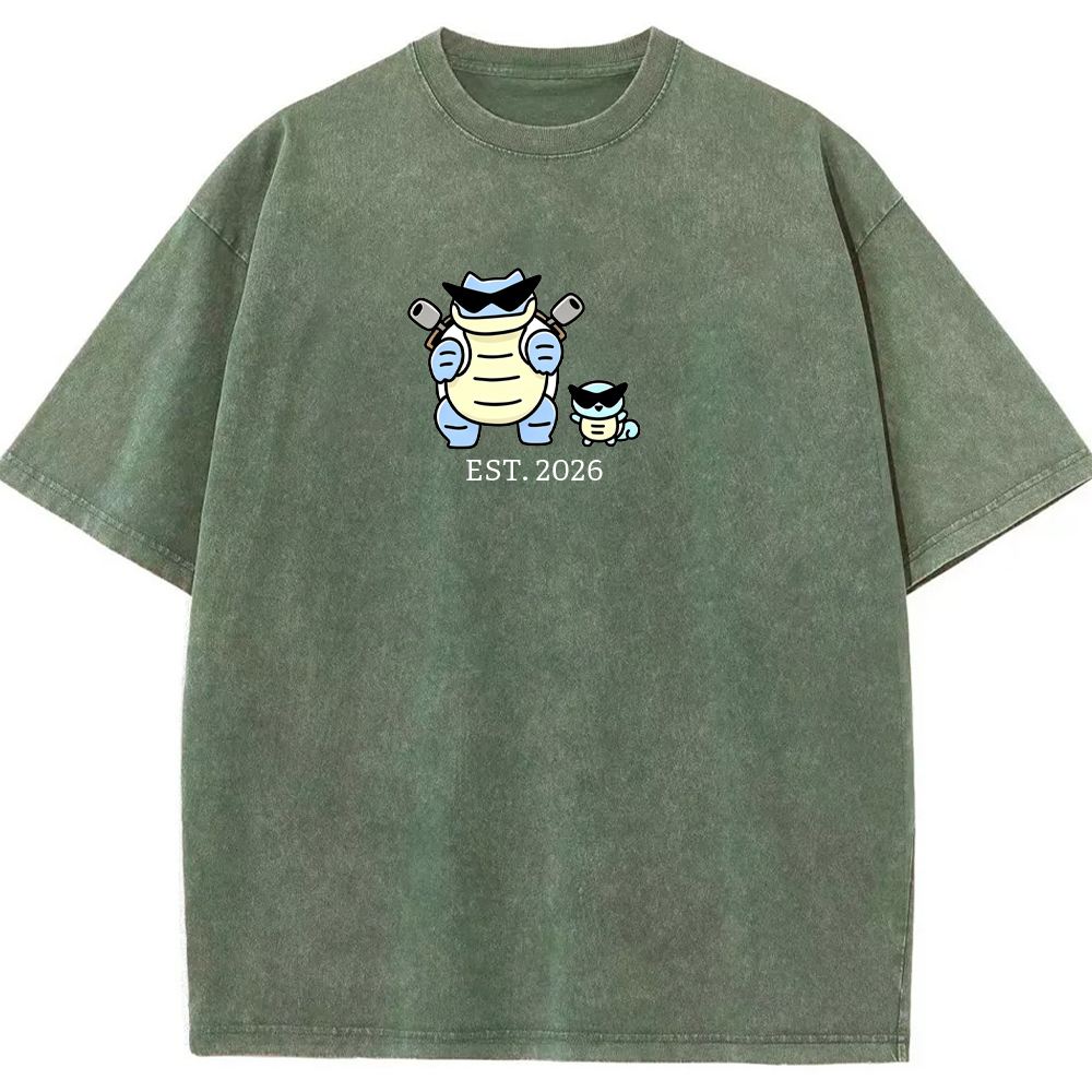 Cute Parent & Kid Blastoise Vintage Washed T-Shirt