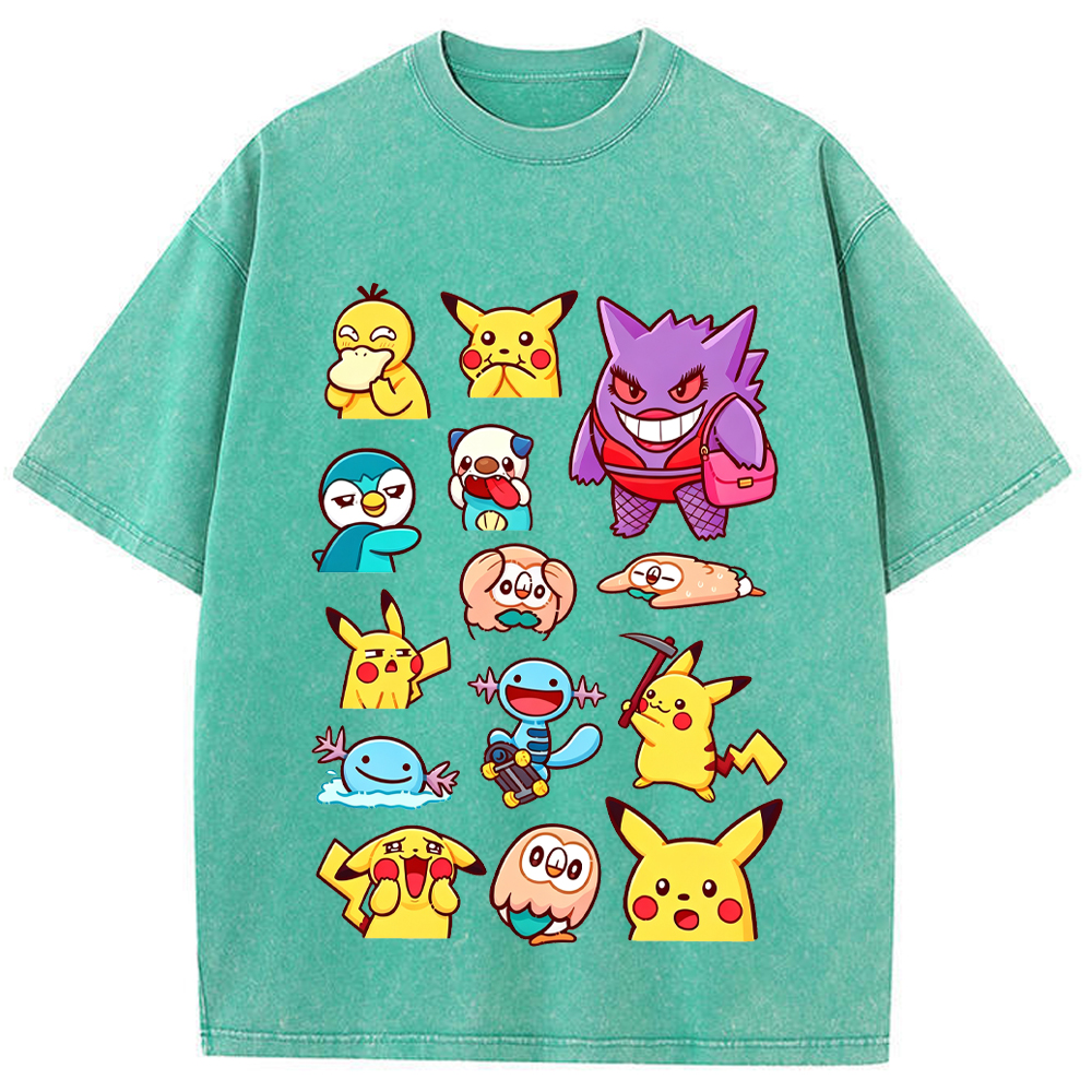 Funny Expression Pikachu & Friends Cartoon Tee | Pokemon Anime