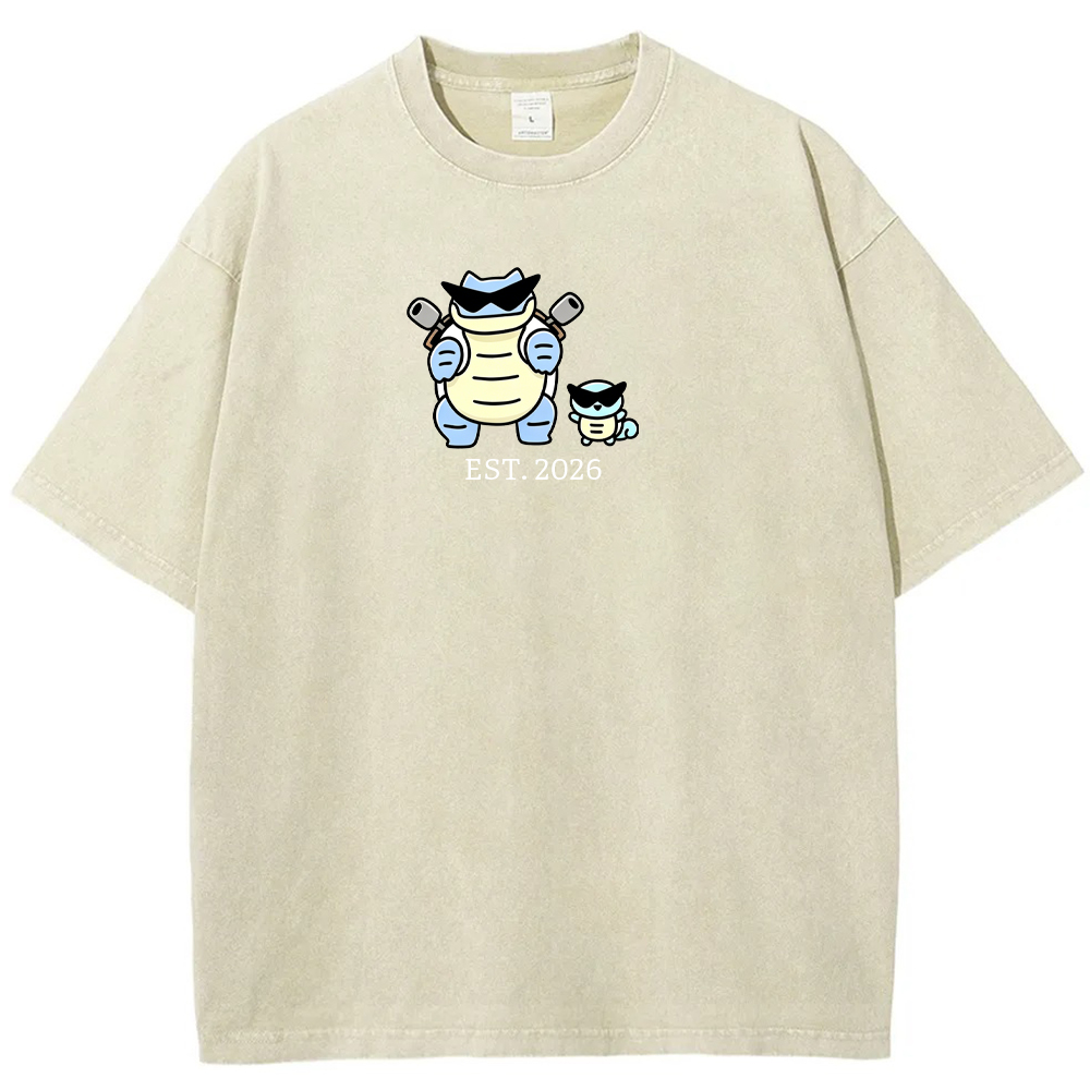 Cute Parent & Kid Blastoise Vintage Washed T-Shirt