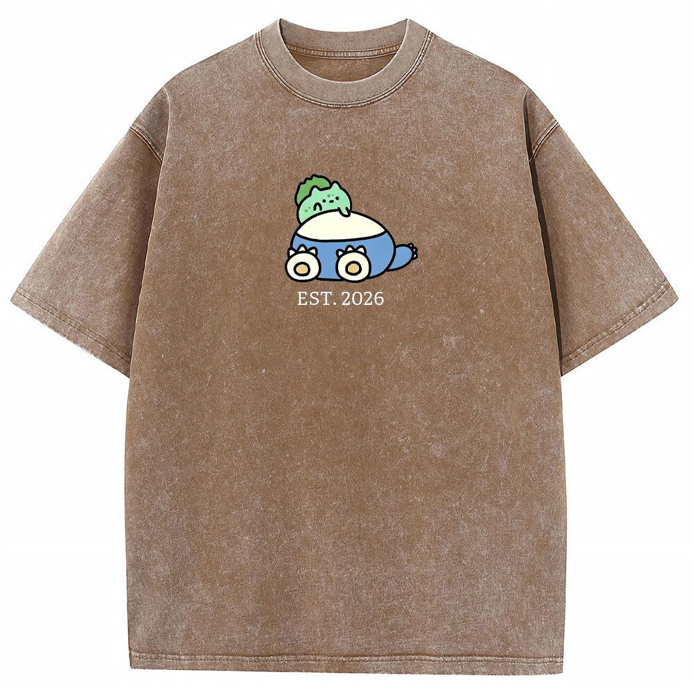 Cute Parent & Kid Bulbasaur Vintage Washed T-Shirt