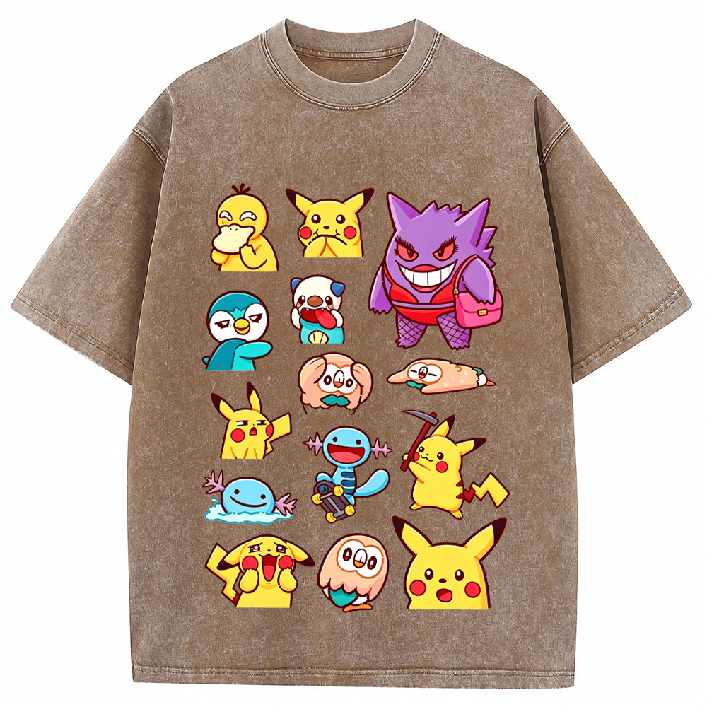 Funny Expression Pikachu & Friends Cartoon Tee | Pokemon Anime