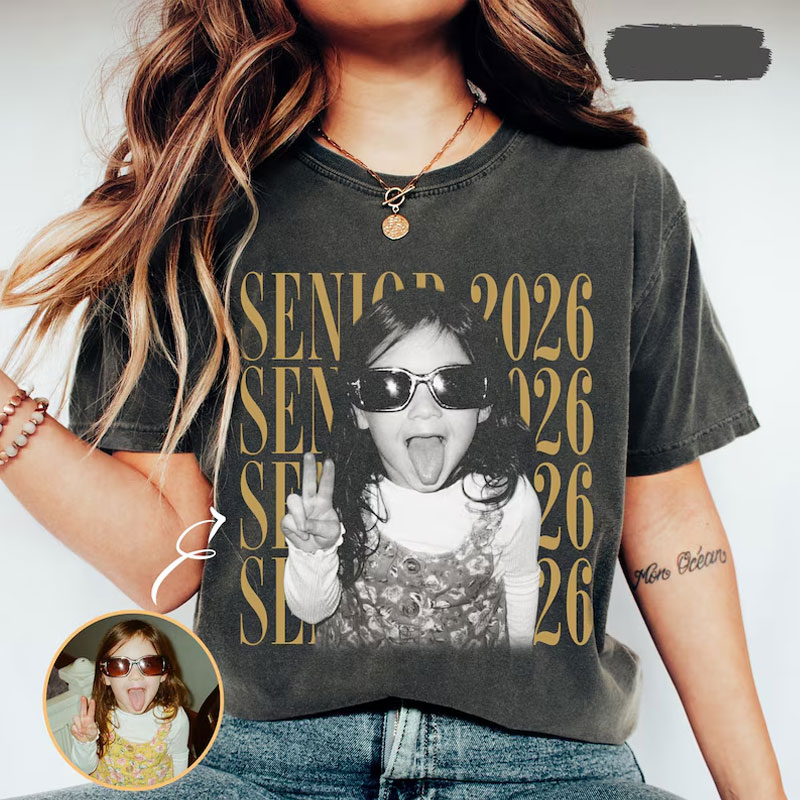 Personalised Vintage Photo And Year Senior Shirt
