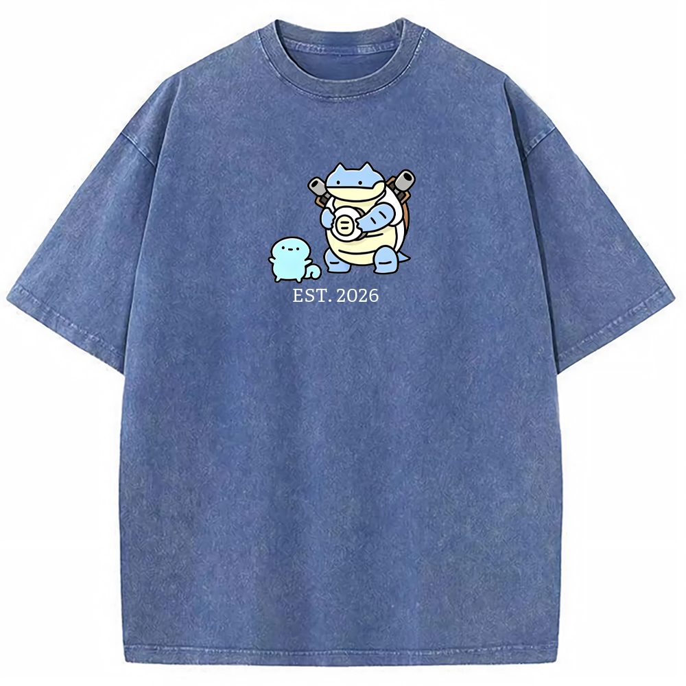 Cute Parent & Kid Blastoise Vintage Washed T-Shirt