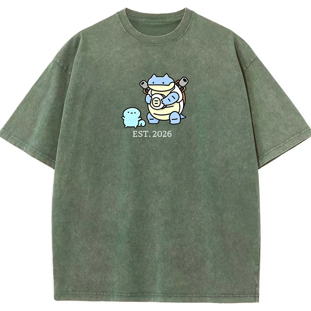 Cute Parent & Kid Blastoise Vintage Washed T-Shirt