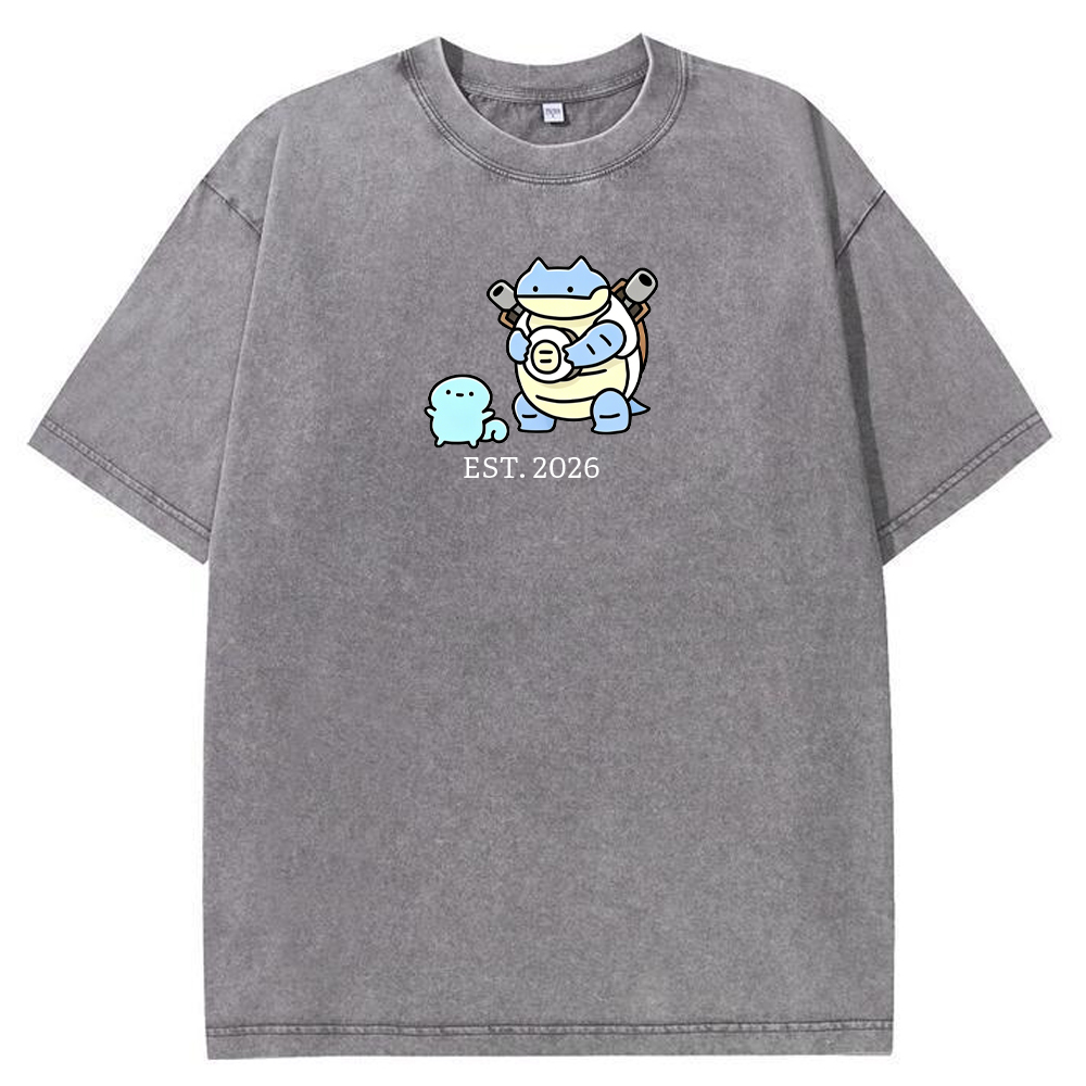 Cute Parent & Kid Blastoise Vintage Washed T-Shirt