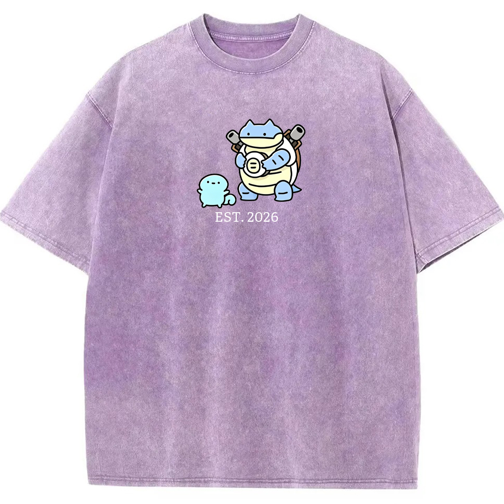Cute Parent & Kid Blastoise Vintage Washed T-Shirt
