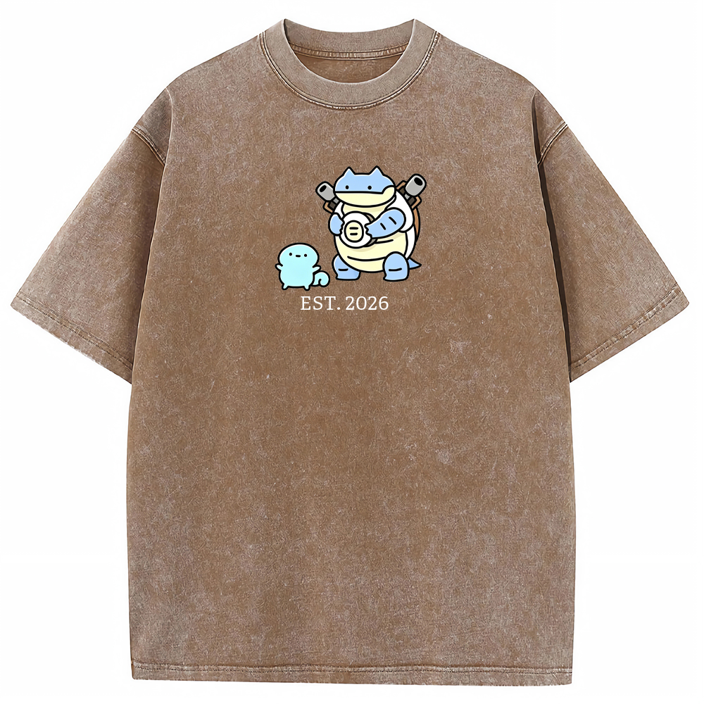Cute Parent & Kid Blastoise Vintage Washed T-Shirt