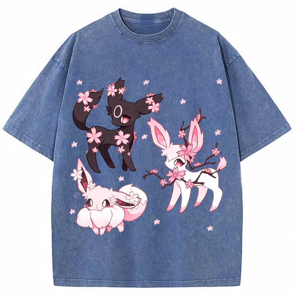 Cherry Blossom Eeveelutions Cartoon Tee | Pokemon Anime