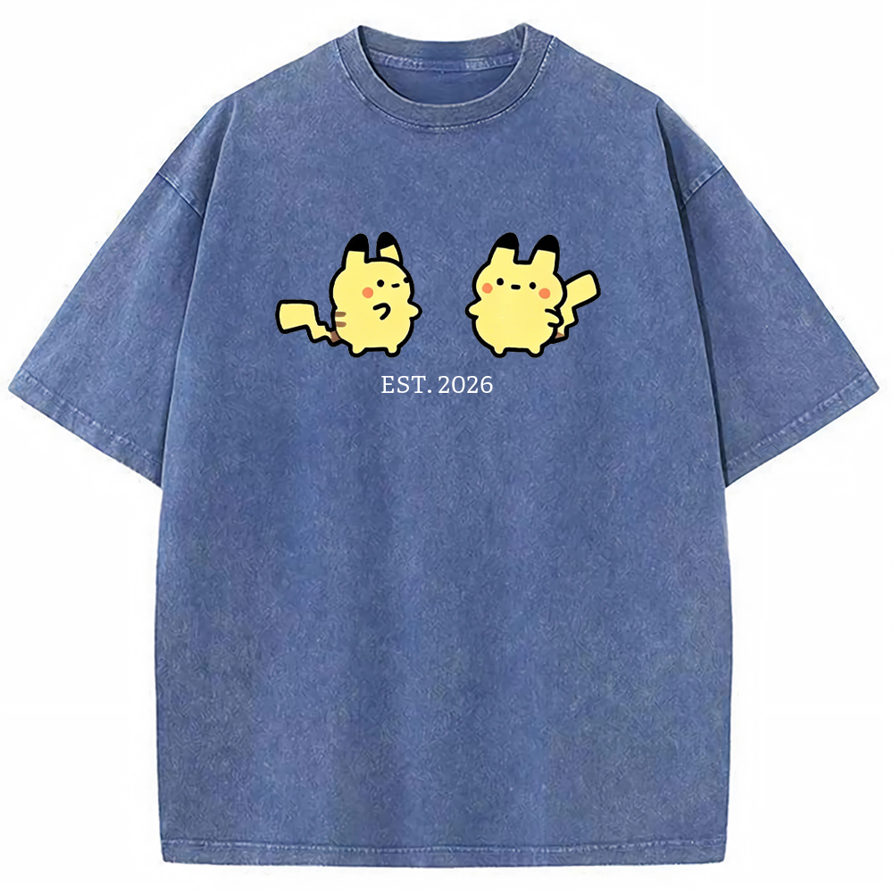Cute Parent & Kid Pikachu Vintage Washed T-Shirt