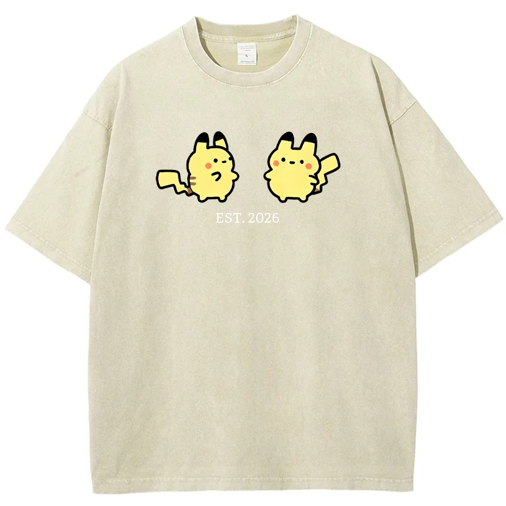 Cute Parent & Kid Pikachu Vintage Washed T-Shirt