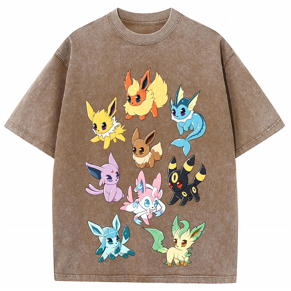 Full Eeveelutions Vertical Cartoon Tee | Pokemon Anime