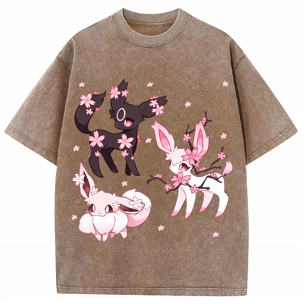 Cherry Blossom Eeveelutions Cartoon Tee | Pokemon Anime