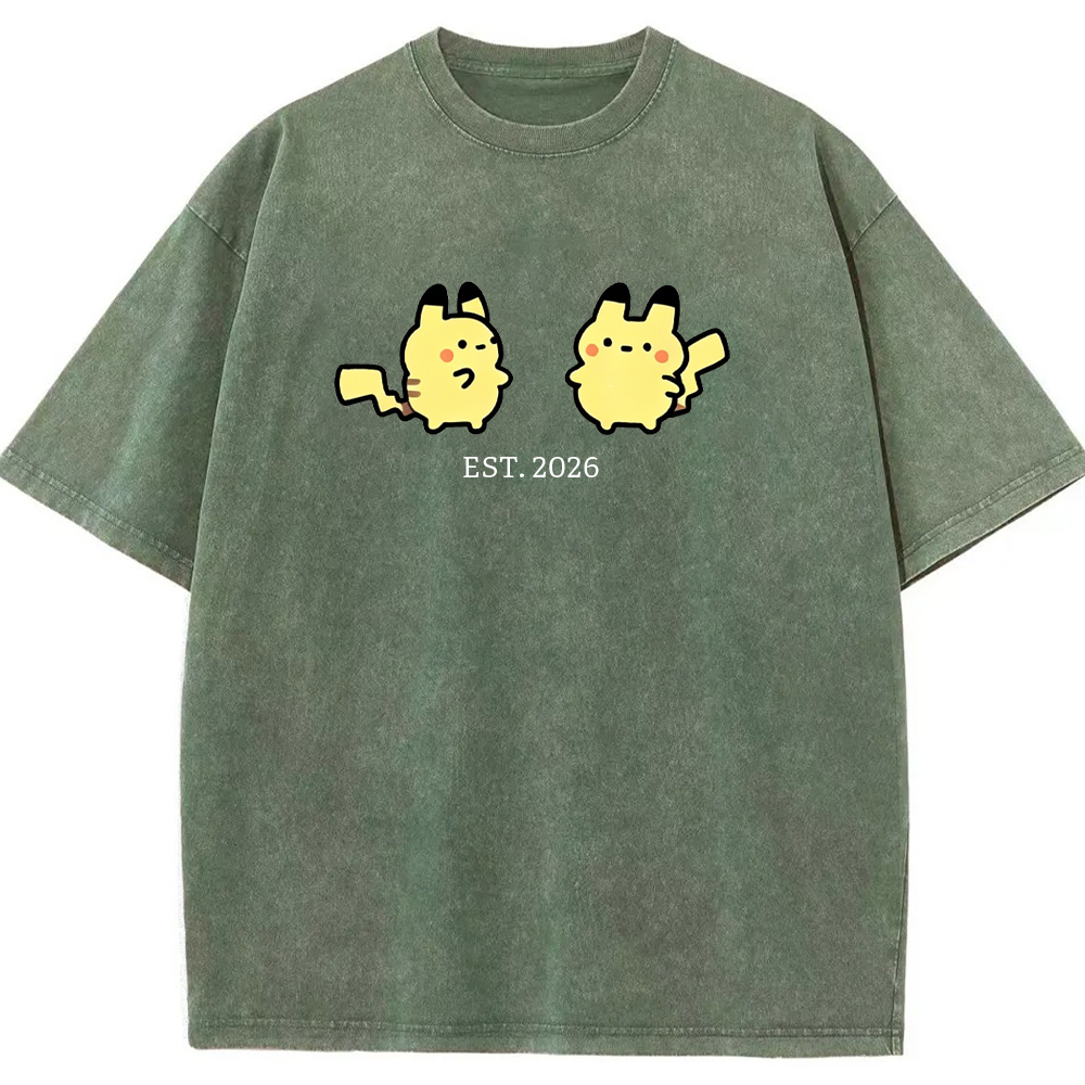 Cute Parent & Kid Pikachu Vintage Washed T-Shirt