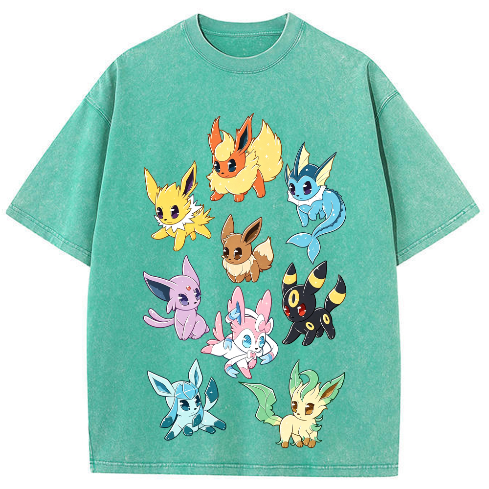 Full Eeveelutions Vertical Cartoon Tee | Pokemon Anime