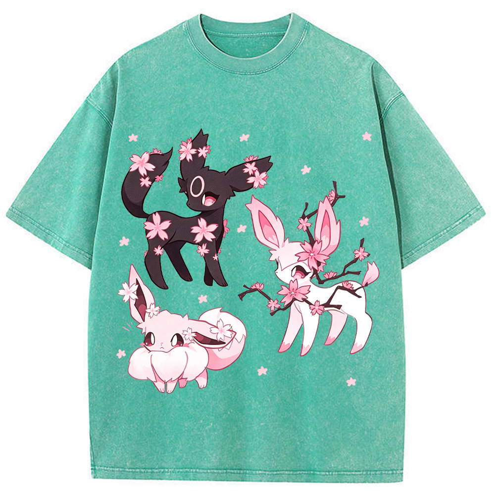 Cherry Blossom Eeveelutions Cartoon Tee | Pokemon Anime