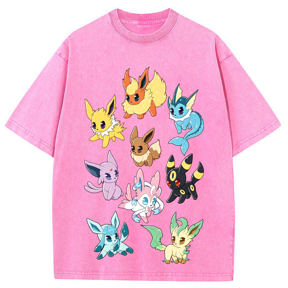 Full Eeveelutions Vertical Cartoon Tee | Pokemon Anime