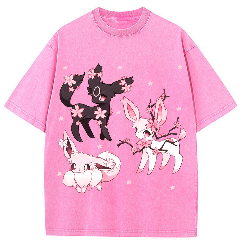 Cherry Blossom Eeveelutions Cartoon Tee | Pokemon Anime