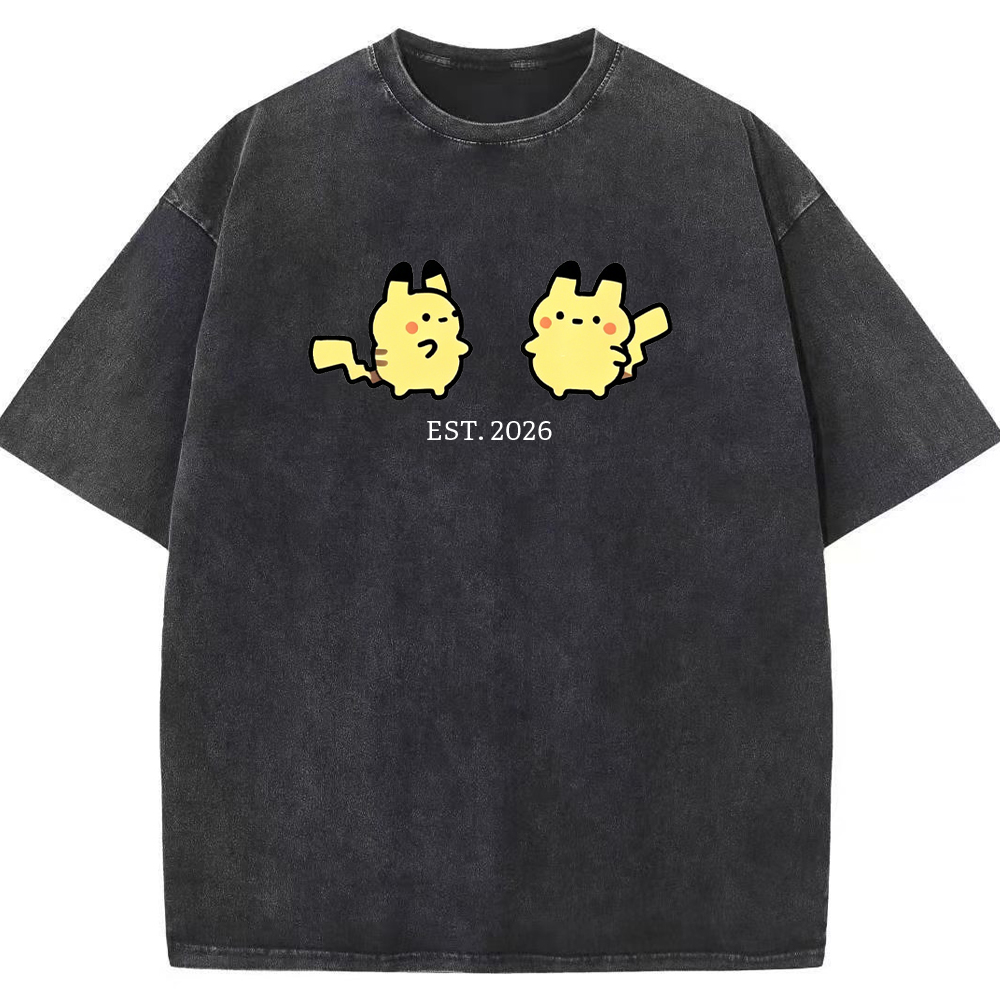 Cute Parent & Kid Pikachu Vintage Washed T-Shirt