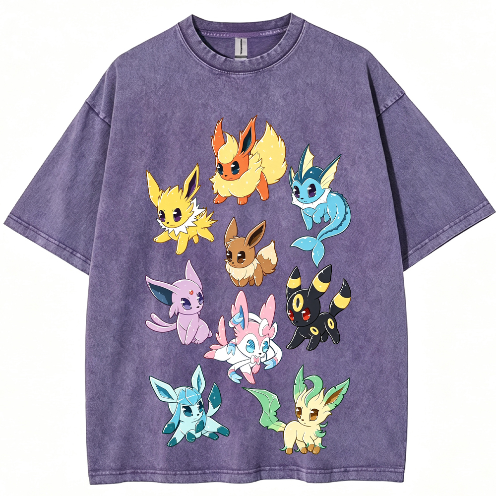 Full Eeveelutions Vertical Cartoon Tee | Pokemon Anime