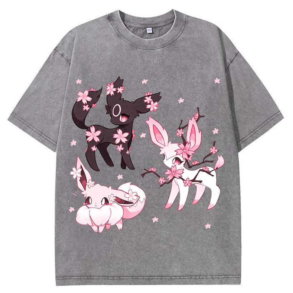 Cherry Blossom Eeveelutions Cartoon Tee | Pokemon Anime