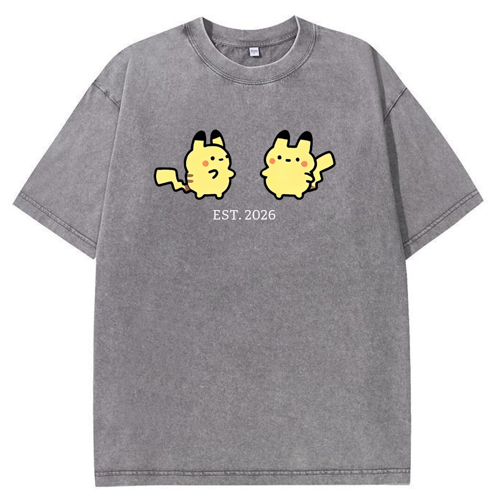 Cute Parent & Kid Pikachu Vintage Washed T-Shirt