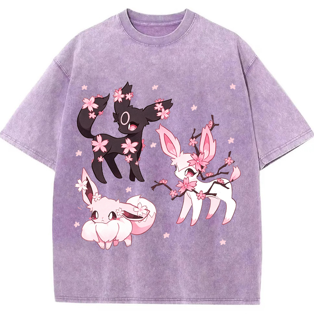 Cherry Blossom Eeveelutions Cartoon Tee | Pokemon Anime
