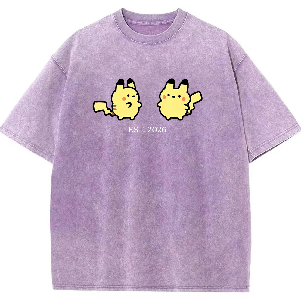 Cute Parent & Kid Pikachu Vintage Washed T-Shirt