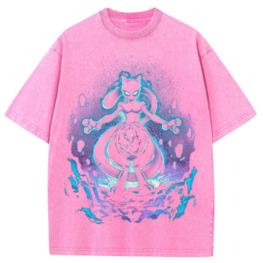 Cosmic Mewtwo Galaxy Neon Vintage Tee | Pokemon Anime