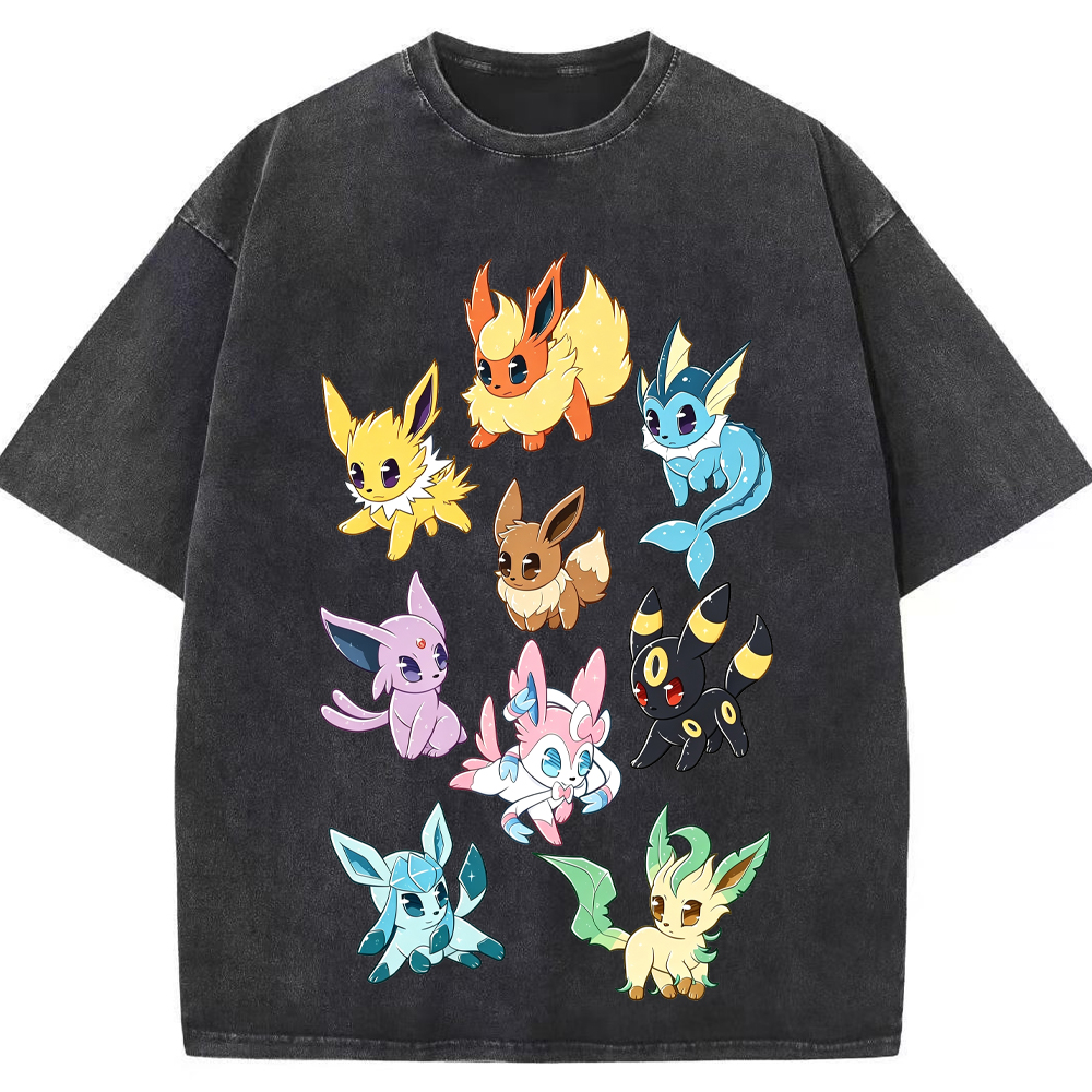 Full Eeveelutions Vertical Cartoon Tee | Pokemon Anime
