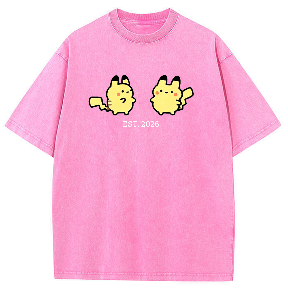 Cute Parent & Kid Pikachu Vintage Washed T-Shirt