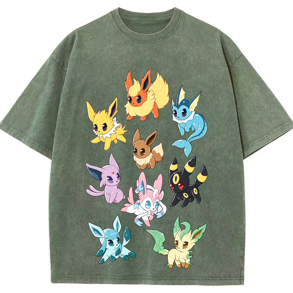 Full Eeveelutions Vertical Cartoon Tee | Pokemon Anime