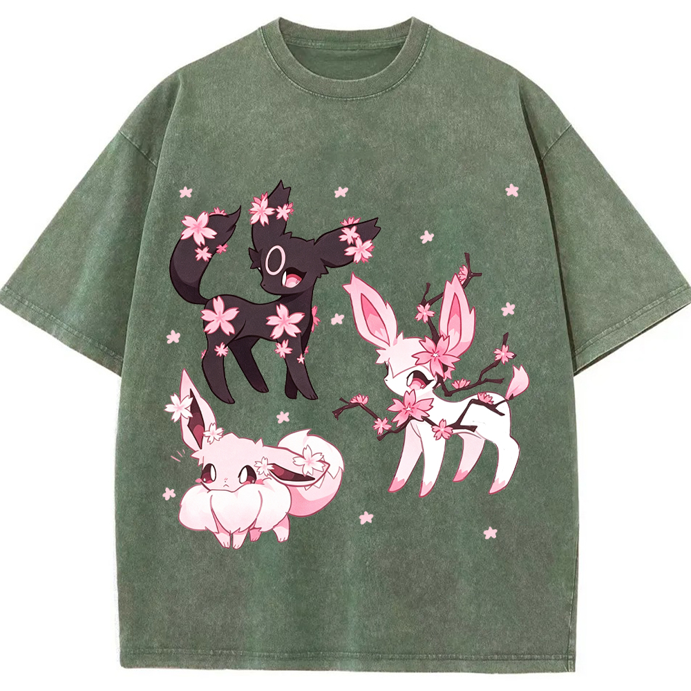 Cherry Blossom Eeveelutions Cartoon Tee | Pokemon Anime