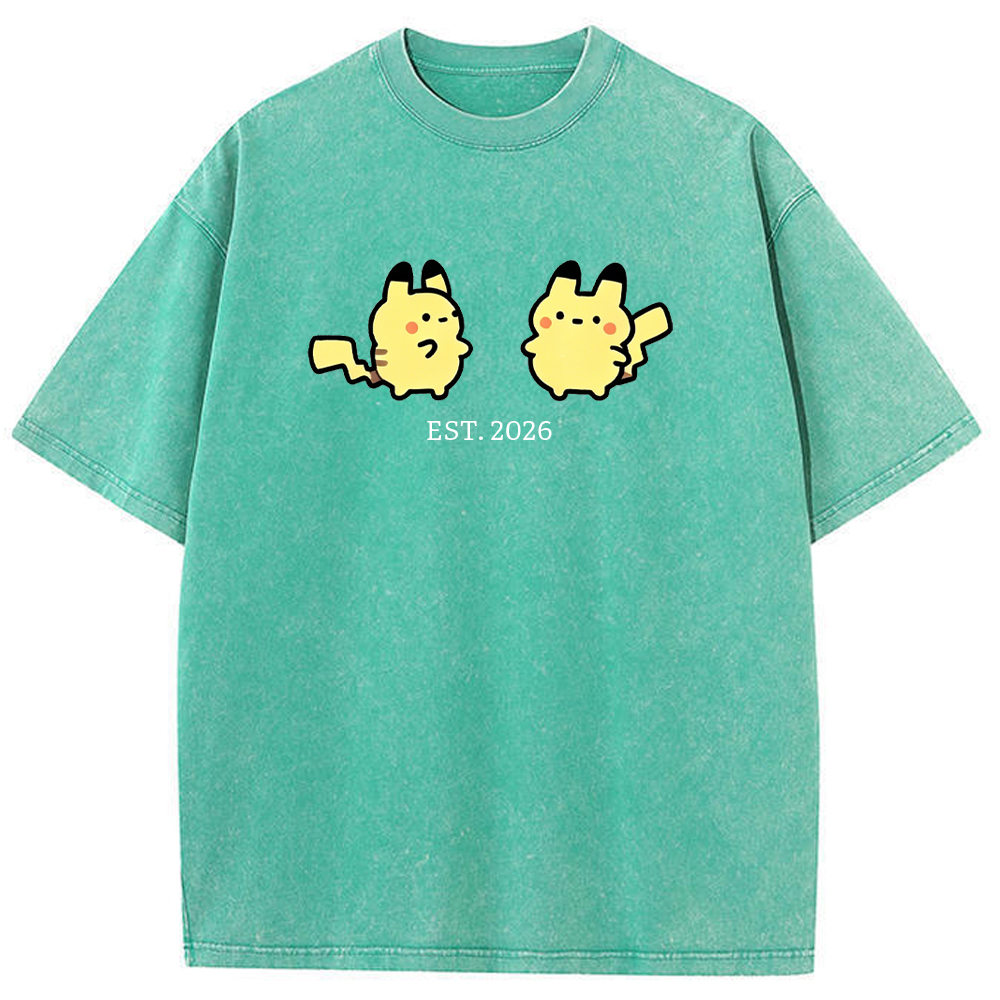 Cute Parent & Kid Pikachu Vintage Washed T-Shirt